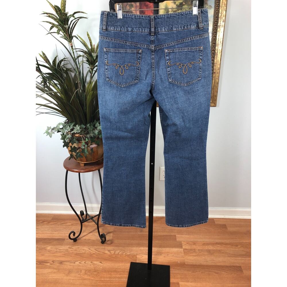 London Jeans Women's Size 10 Blue Denim Bootcut Double Button Streetwear Lined - Picture 3 of 9